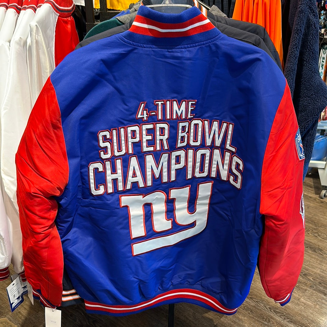 Men’s New York, giants, for time, Super Bowl, champions, jacket, size large