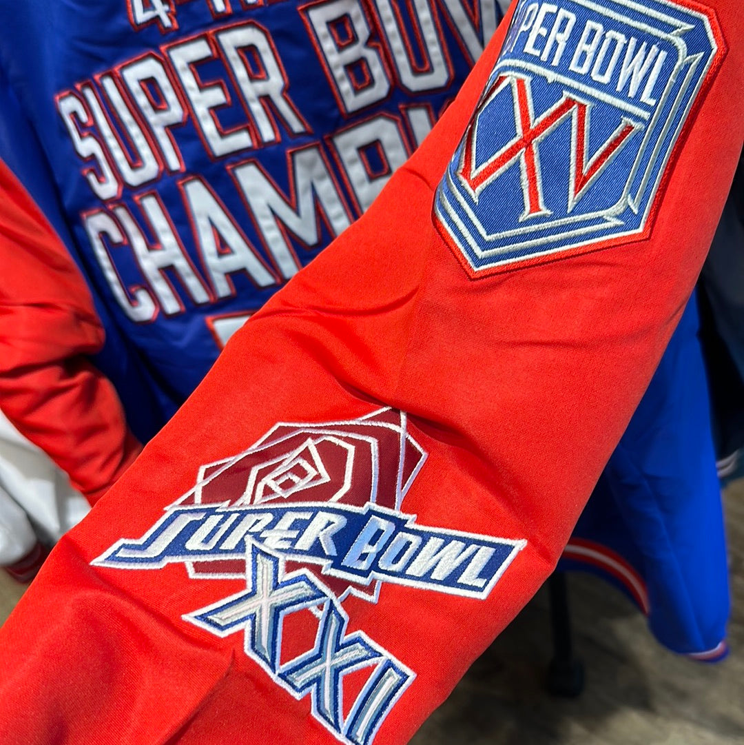Men’s New York, giants, for time, Super Bowl, champions, jacket, size large